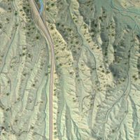 Second close-up of the map of Tano Road, New Mexico print showing more streets and buildings