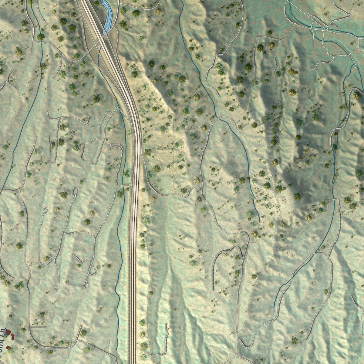 Second close-up of the map of Tano Road, New Mexico print showing more streets and buildings