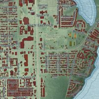 Second close-up of the map of Tarpon Springs, Florida print showing more streets and buildings