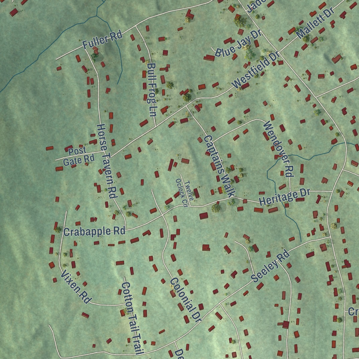 Second close-up of the map of Tashua, Connecticut print showing more streets and buildings