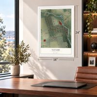 Tatamy, Pennsylvania map, 18 x 24 inch print in a white frame in a home office