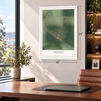 Taunton, Minnesota map, 18 x 24 inch print in a white frame in a home office