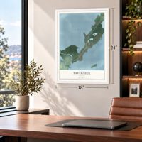 Tavernier, Florida map, 18 x 24 inch print in a white frame in a home office