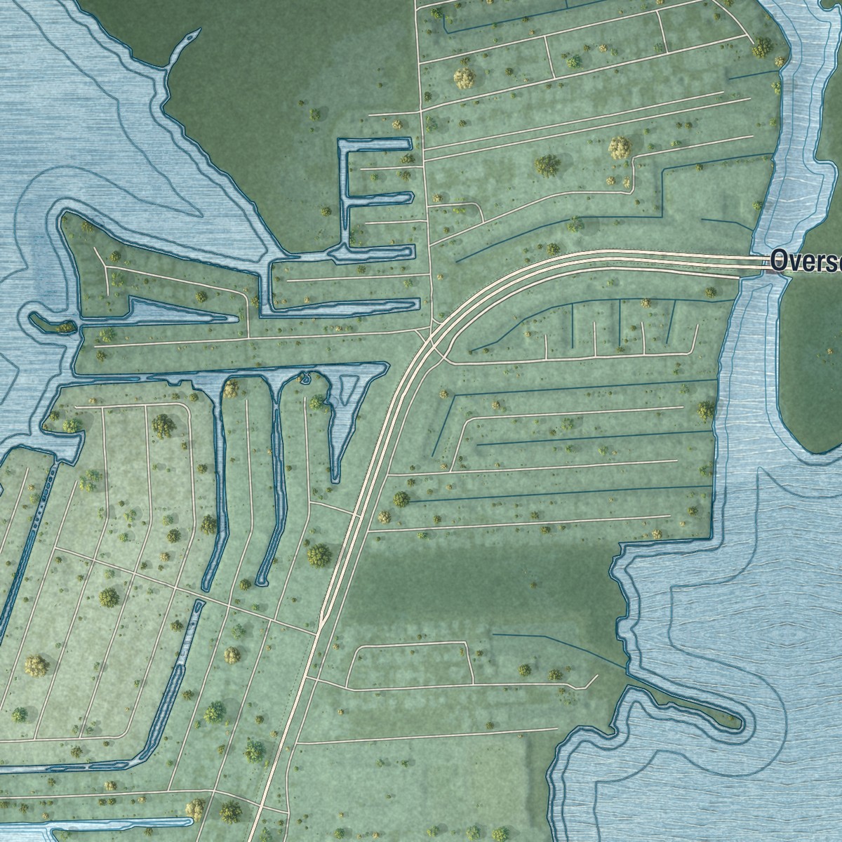 Second close-up of the map of Tavernier, Florida print showing more streets and buildings