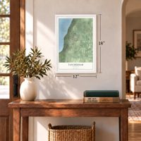 Taycheedah, Wisconsin map, 12 x 18 inch print in a white frame in an entryway