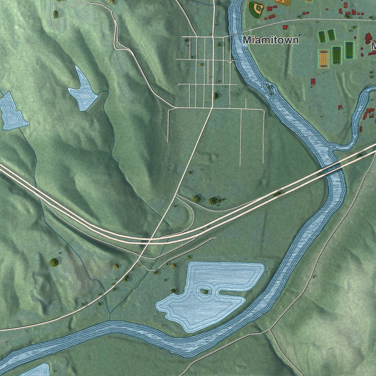 Second close-up of the map of Taylor Creek, Ohio print showing more streets and buildings