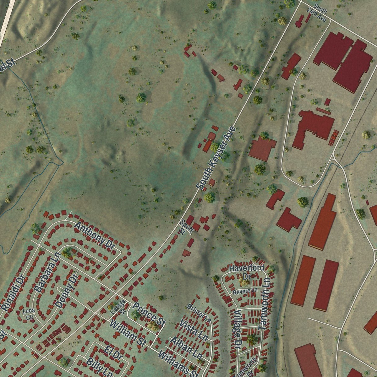 Second close-up of the map of Taylor, Lackawanna County, Pennsylvania print showing more streets and buildings