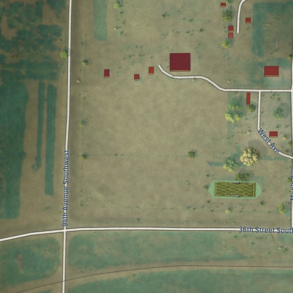 Second close-up of the map of Taylor, North Dakota print showing more streets and buildings
