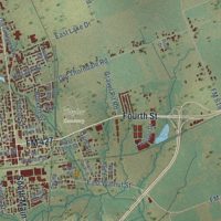 Second close-up of the map of Taylor, Texas print showing more streets and buildings