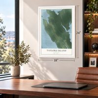 Taylors Island, Maryland map, 18 x 24 inch print in a white frame in a home office