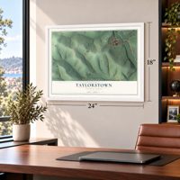 Taylorstown, Pennsylvania map, 18 x 24 inch print in a white frame in a home office