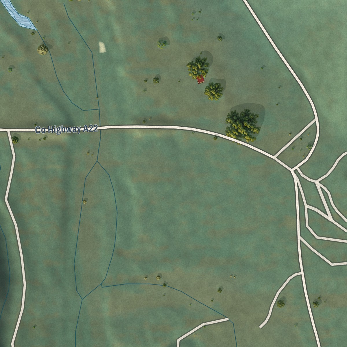Second close-up of the map of Taylorsville, California print showing more streets and buildings