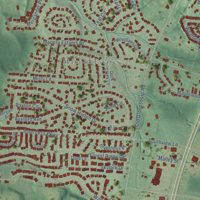 Second close-up of the map of Taylorville, Alabama print showing more streets and buildings