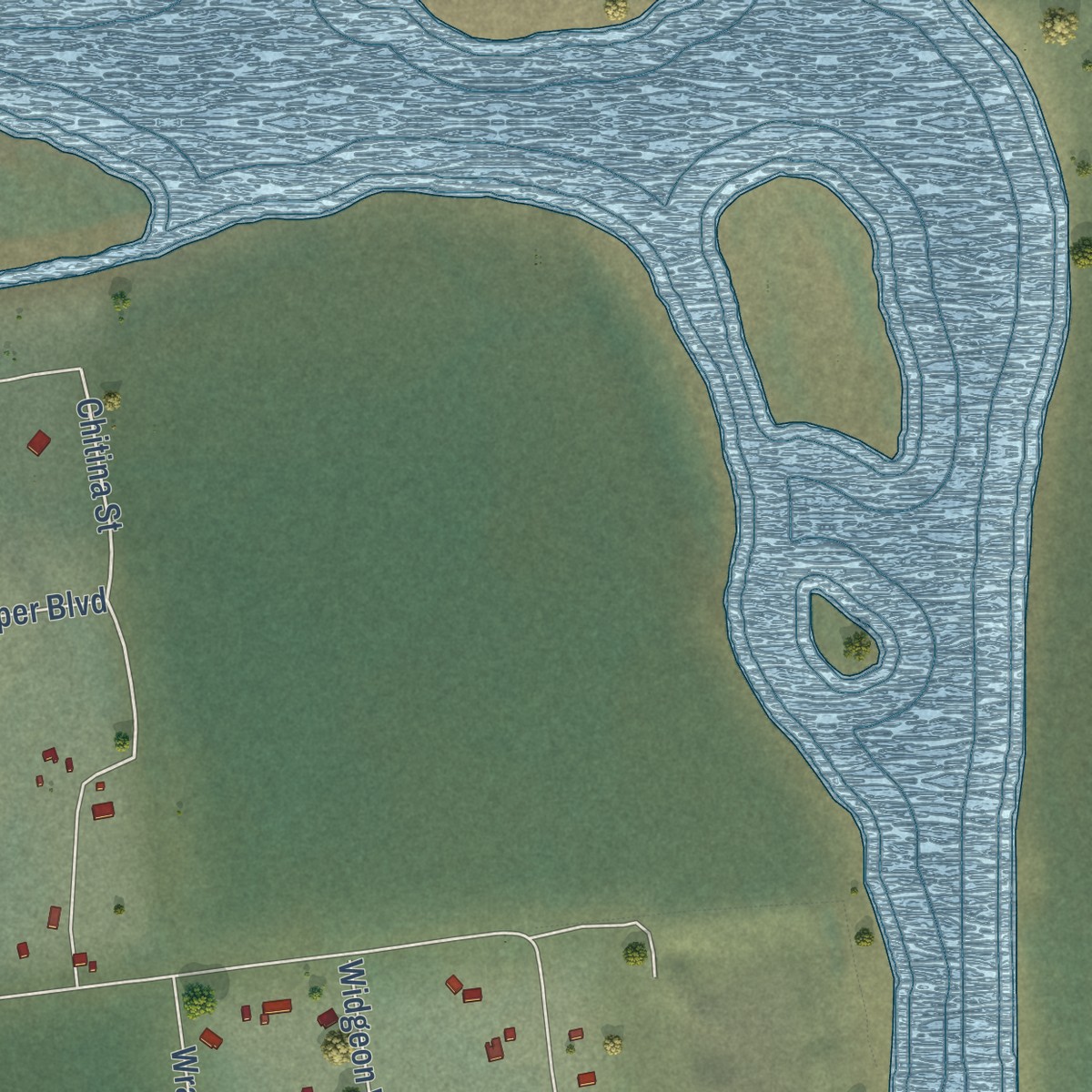 Second close-up of the map of Tazlina, Alaska print showing more streets and buildings