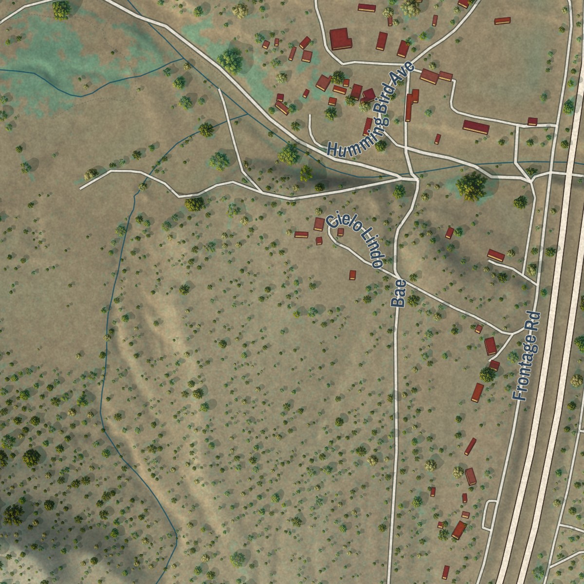 Second close-up of the map of Tecolote, New Mexico print showing more streets and buildings