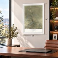 Tecopa, California map, 18 x 24 inch print in a white frame in a home office