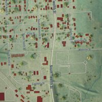 Second close-up of the map of Tecumseh, Nebraska print showing more streets and buildings