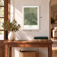 Tedrow, Ohio map, 12 x 18 inch print in a white frame in an entryway