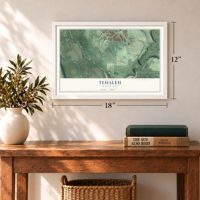 Tehaleh, Washington map, 12 x 18 inch print in a white frame in an entryway