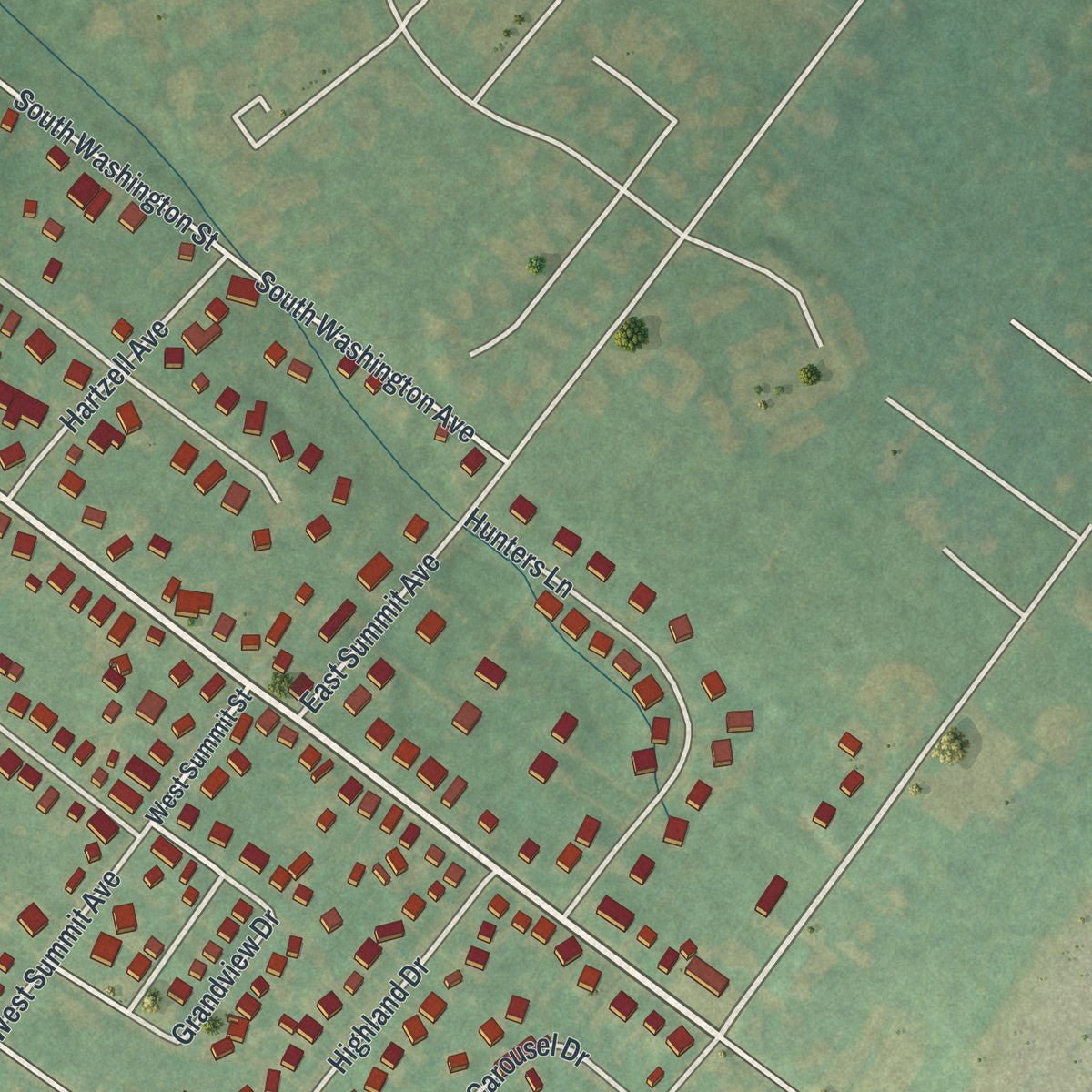 Second close-up of the map of Telford, Pennsylvania print showing more streets and buildings