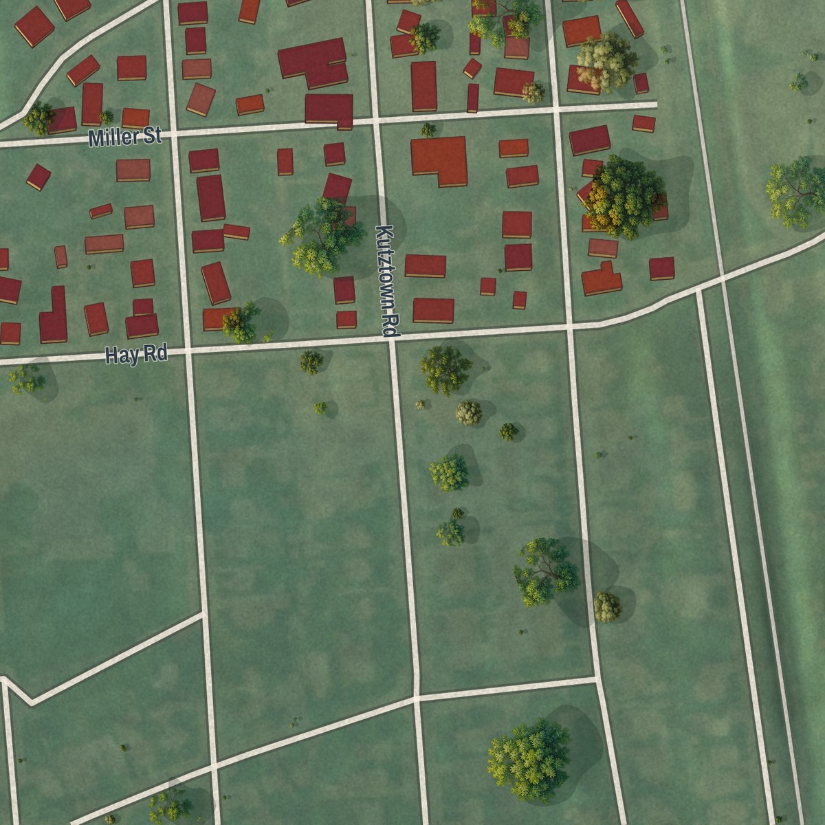 Second close-up of the map of Temple, Pennsylvania print showing more streets and buildings