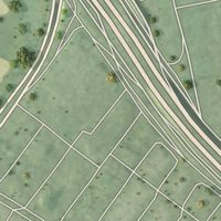 Second close-up of the map of Ten Hills, Massachusetts print showing more streets and buildings