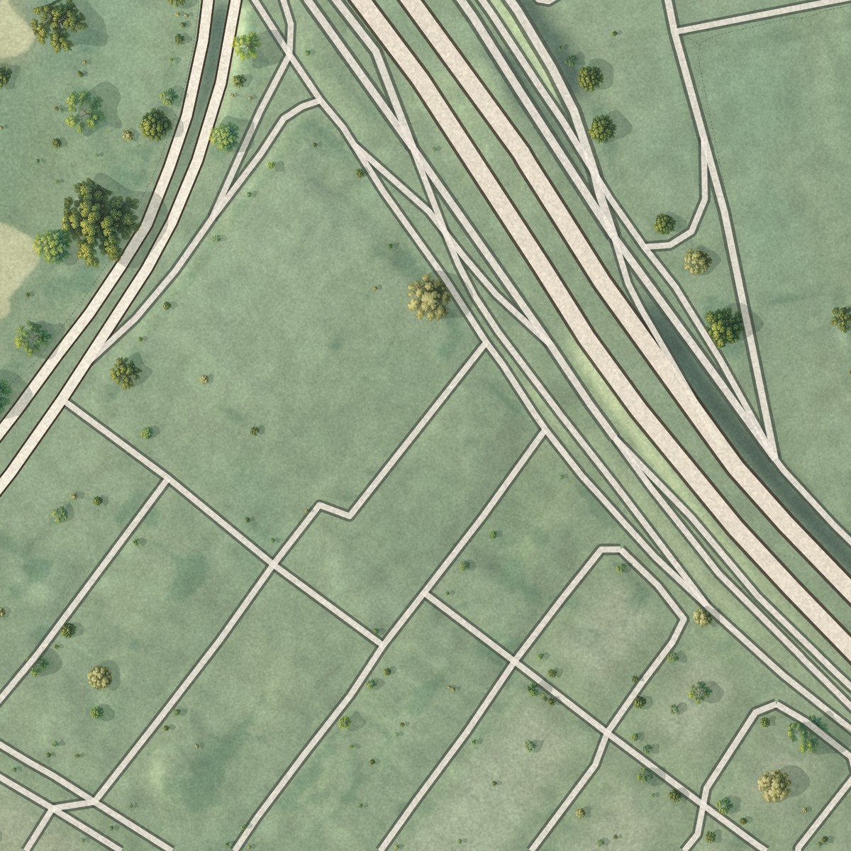 Second close-up of the map of Ten Hills, Massachusetts print showing more streets and buildings