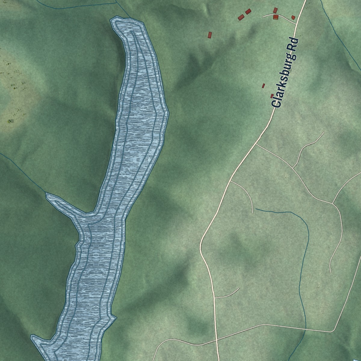 Second close-up of the map of Ten Mile Creek, Maryland print showing more streets and buildings