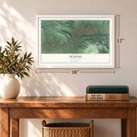 Tenino, Washington map, 12 x 18 inch print in a white frame in an entryway