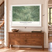 Tennessee Ridge, Tennessee map, 24 x 36 inch print in a white frame above a dresser by a staircase