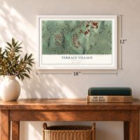 Terrace Village, Pennsylvania map, 12 x 18 inch print in a white frame in an entryway