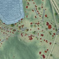 Second close-up of the map of Terramuggus, Connecticut print showing more streets and buildings