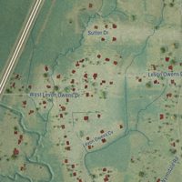 Second close-up of the map of Terry, Mississippi print showing more streets and buildings