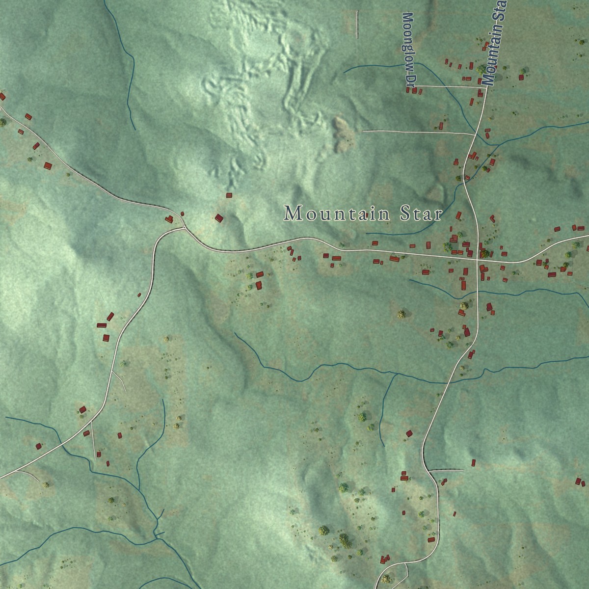 Second close-up of the map of Tharptown, Alabama print showing more streets and buildings