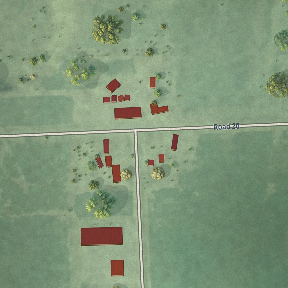 Second close-up of the map of Thayer, Nebraska print showing more streets and buildings