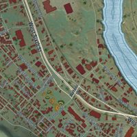 Second close-up of the map of The Dalles, Oregon print showing more streets and buildings