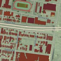 Second close-up of the map of The Hill, Missouri print showing more streets and buildings