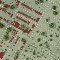 Second close-up of the map of The Ville, Missouri print showing more streets and buildings