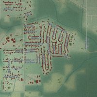 Second close-up of the map of Theodore, Alabama print showing more streets and buildings