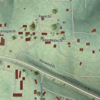Second close-up of the map of Theodosia, Missouri print showing more streets and buildings