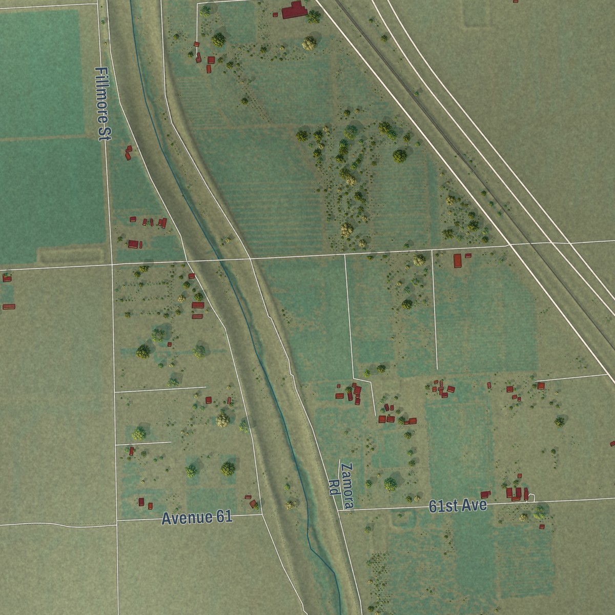 Second close-up of the map of Thermal, California print showing more streets and buildings