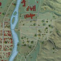 Second close-up of the map of Thermopolis, Wyoming print showing more streets and buildings