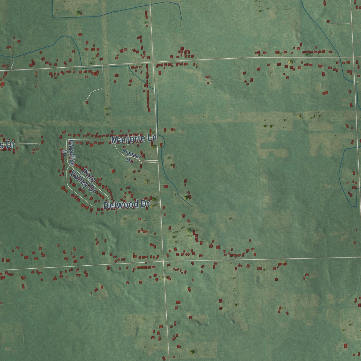 Second close-up of the map of Thetford, Michigan print showing more streets and buildings