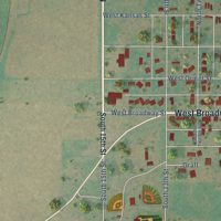 Second close-up of the map of Thomas, Oklahoma print showing more streets and buildings