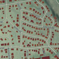 Second close-up of the map of Thomaston, New York print showing more streets and buildings