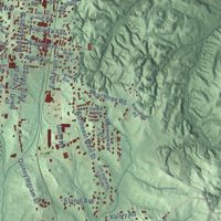 Second close-up of the map of Thomasville, Alabama print showing more streets and buildings