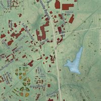 Second close-up of the map of Thomasville, Georgia print showing more streets and buildings