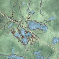 Second close-up of the map of Thompson, New York print showing more streets and buildings