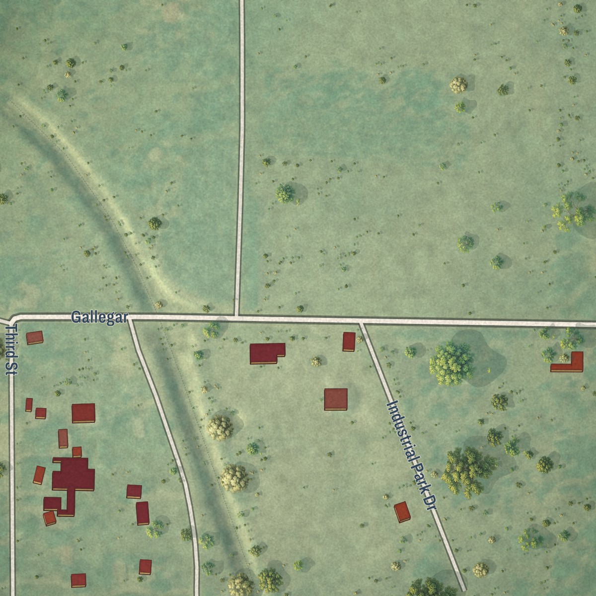 Second close-up of the map of Thompsonville, Michigan print showing more streets and buildings