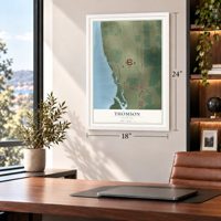 Thomson, Illinois map, 18 x 24 inch print in a white frame in a home office